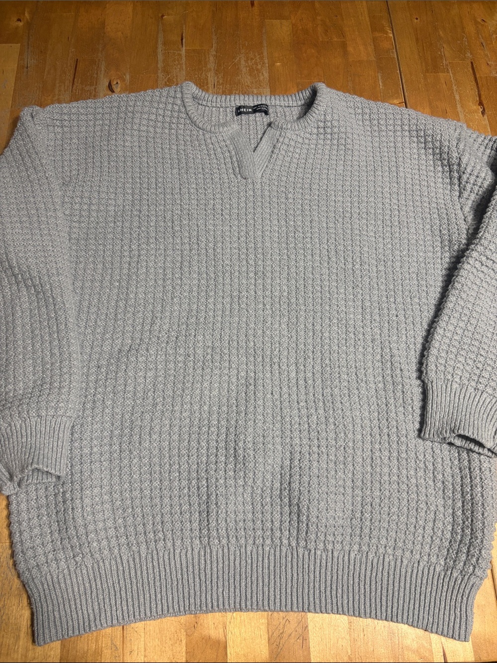 SHEIN Light Gray Textured Crewneck Sweater